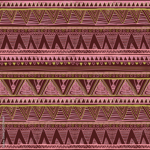 Ethnic boho seamless pattern. Tribal art print. Background texture, wrapping, wallpaper vector red pink rose