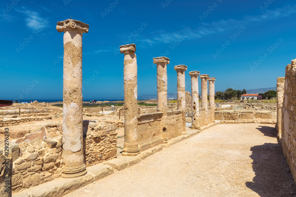 Cyprus, ancient colonnade at Paphos Archaeological Park