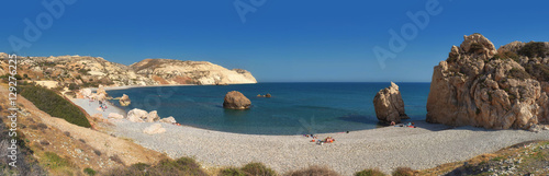 Beautiful beach and blue sea in the Aphrodites birthplace. Paphos, Cyprus.  photo
