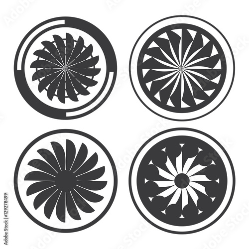 wind turbine icons, jet engine