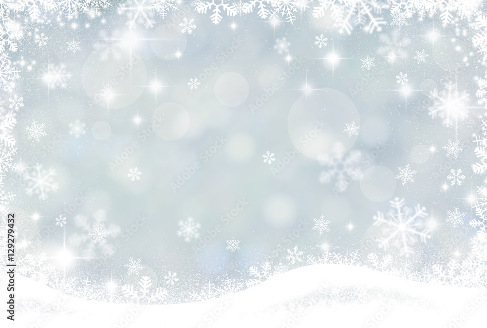 Abstract Winter background abstract bokeh. Snow, blurred lights with snowflakes. Christmas background Abstract Winter background abstract bokeh. Snow, blurred lights with snowflakes. Christmas background