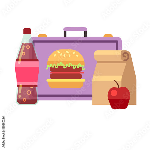 Healthy school lunch, student breakfast, box vector stock
