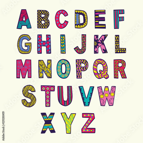 Fantasy hand drawn font in doodle style.