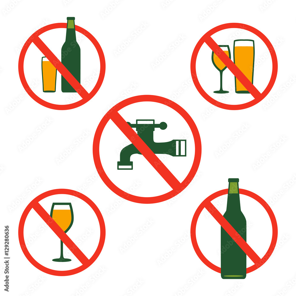 No Drinking Alcohol Not Allowed Vector Icon Symbol No Drinking Alcohol Not Allowed Vector Icon Symbol