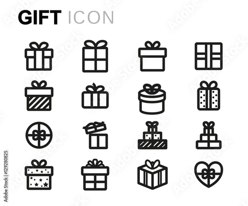 Vector line gift icons set