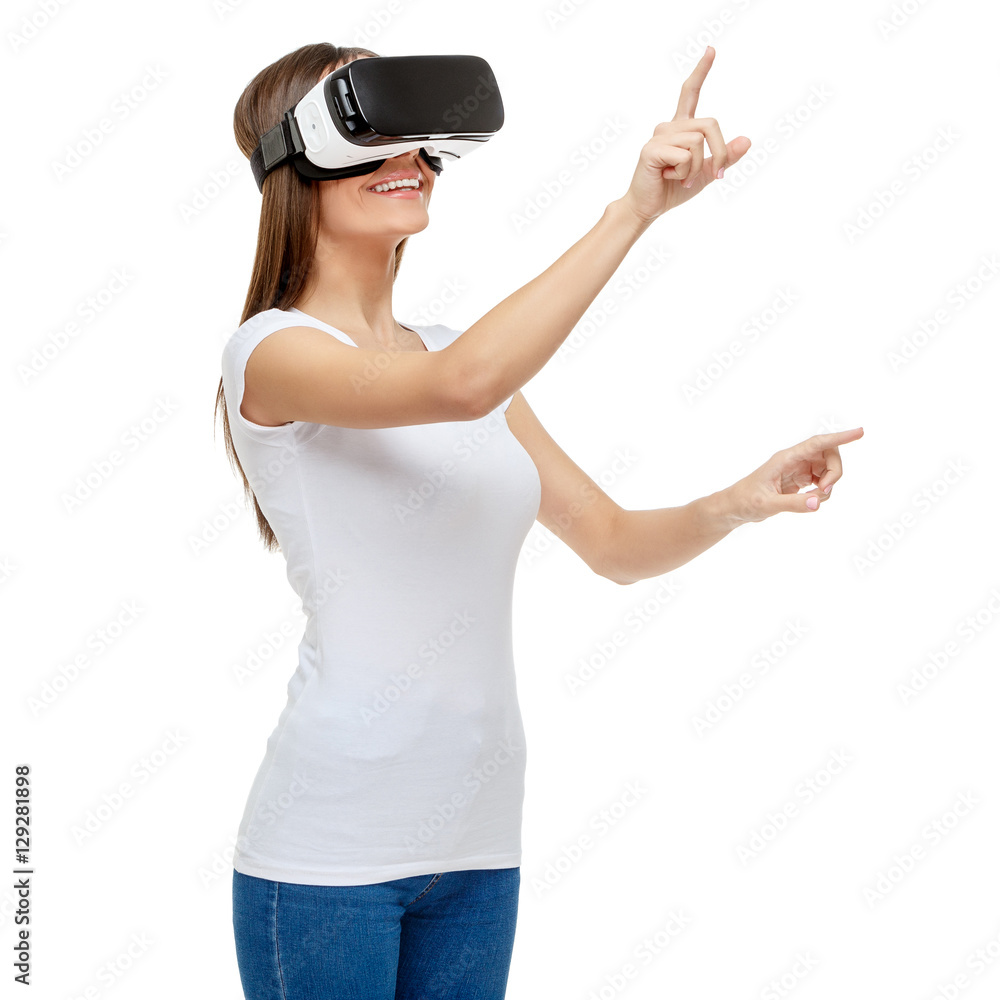 Woman with virtual reality goggles Woman with virtual reality goggles