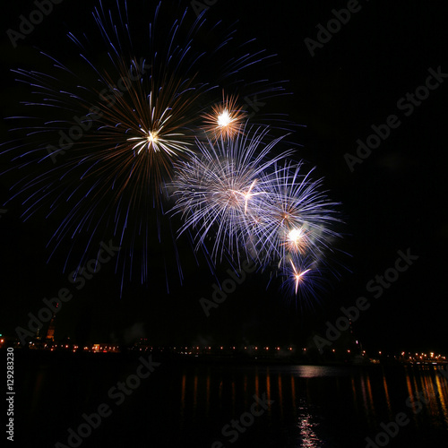 Beautiful fireworks during The Independence Day celebration in Riga  Latvia