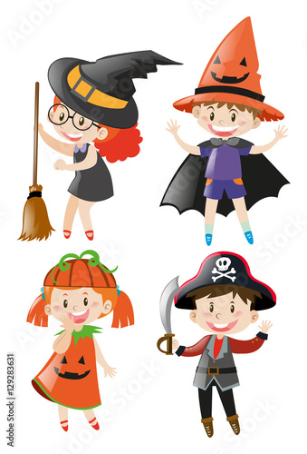 Children in different halloween costume