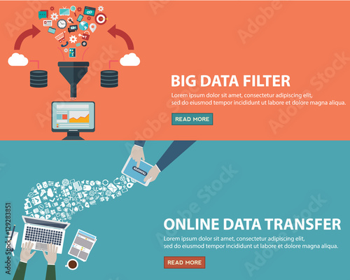 Online data transfer concept and big data filter creative process