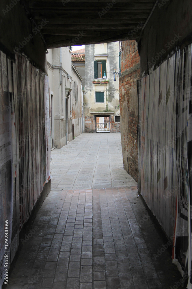 the narrow street in Venice, Italy