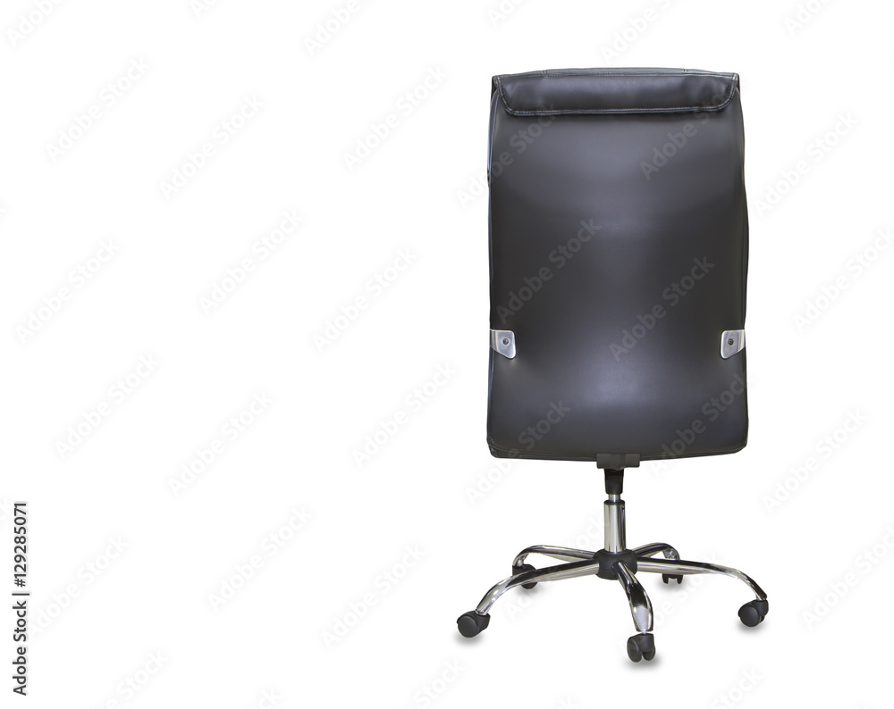 Back view of modern office chair from black leather. Isolated Back view of modern office chair from black leather. Isolated