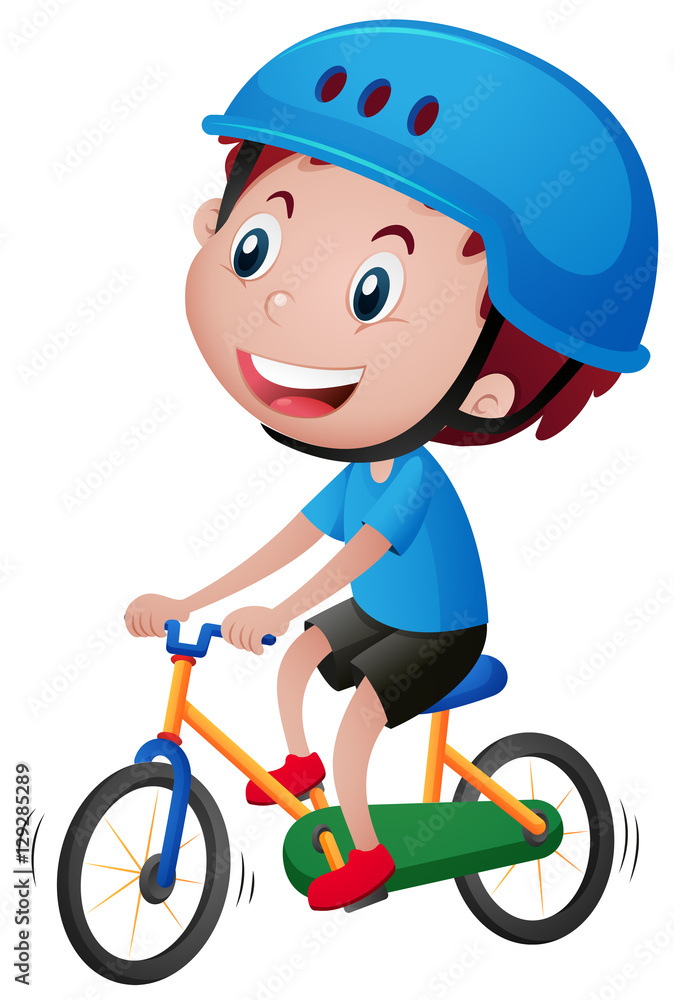 Boy on bike wearing blue helmet Boy on bike wearing blue helmet