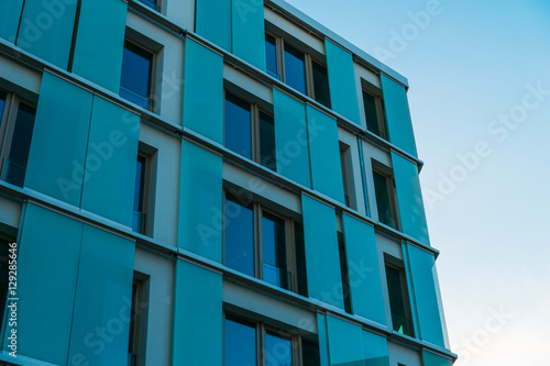 modern office building - mostly blue colored