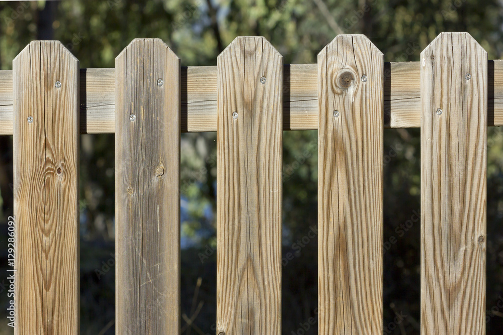Closeup image of the panels of a wooden fence outdoors. Closeup image of the panels of a wooden fence outdoors.