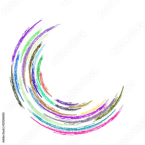 Hand drawn multicolor circle parts in different colors. Label, logo design element