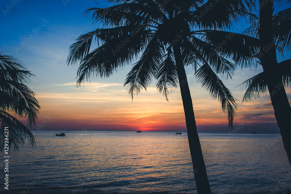 Sunset in Vietnam on Phu Quoc island.