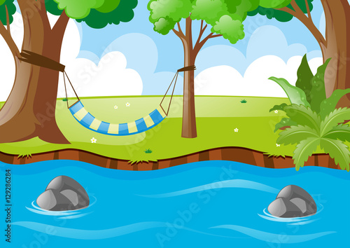 Scene with hammock on the tree