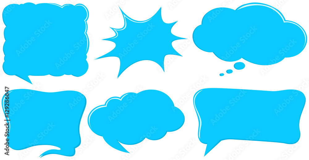 Different design of speech bubble templates in blue Different design of speech bubble templates in blue