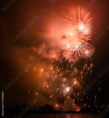 Beautiful fireworks above Riga  Latvia