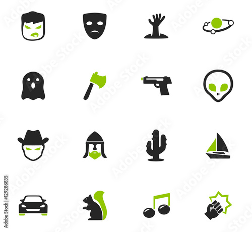 Genres of cinema icons set