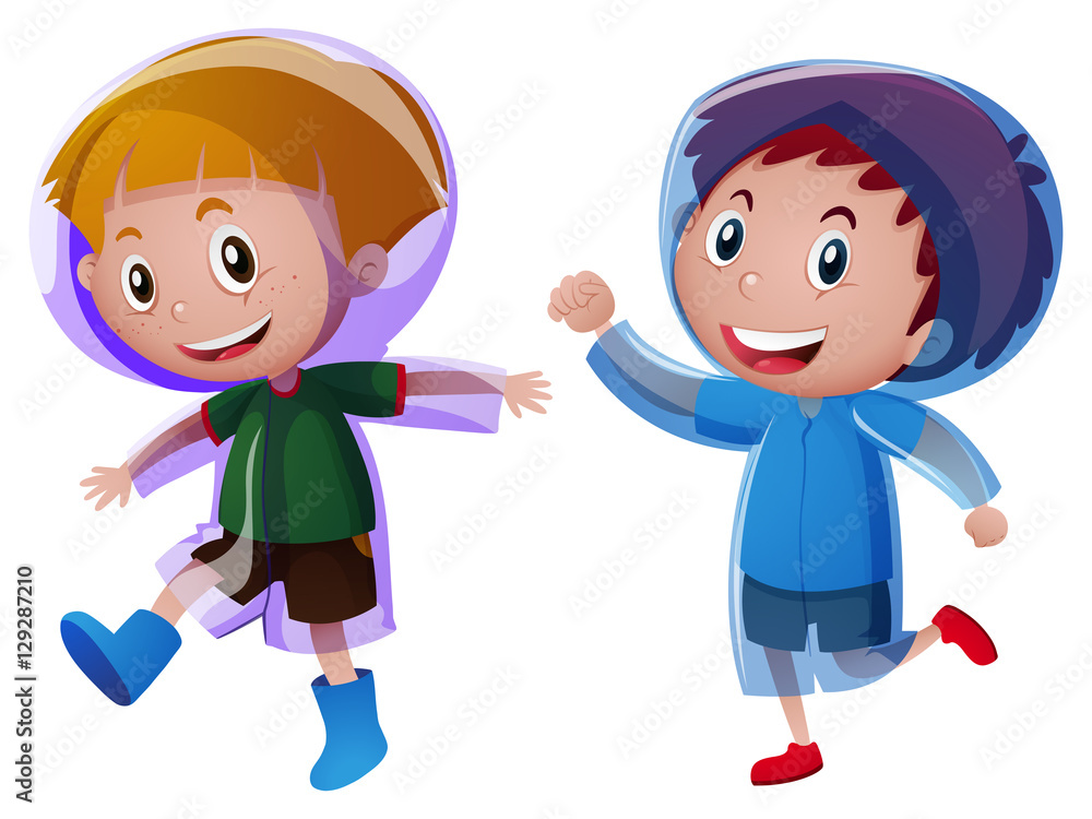 Two boys wearing raincoat Two boys wearing raincoat