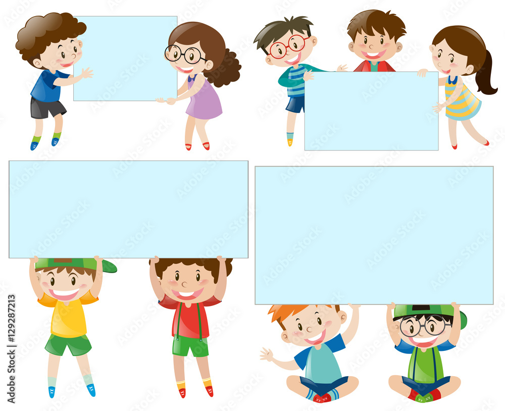 Border template with boys and girls Border template with boys and girls