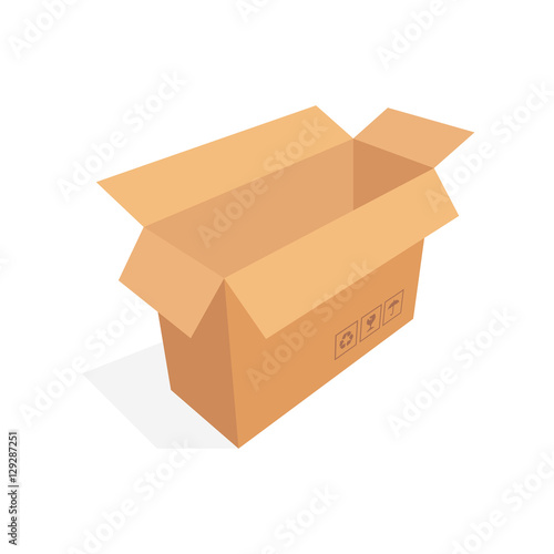 Isometric cardboard box packaging isolated, vector illustration design