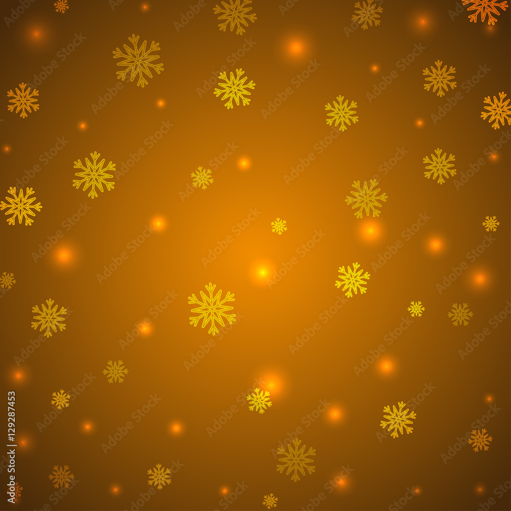 Christmas yellow background with snowflakes and glitter Christmas yellow background with snowflakes and glitter