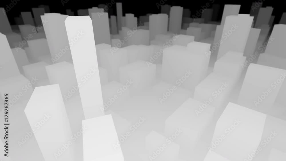 Seamless looping animation of a black and white 3D city map flying looking forwards Seamless looping animation of a black and white 3D city map flying looking forwards