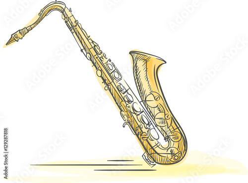 Sax Drawn Watercolor