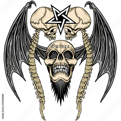 Bild auf Leinwand grunge skull coat of arms
