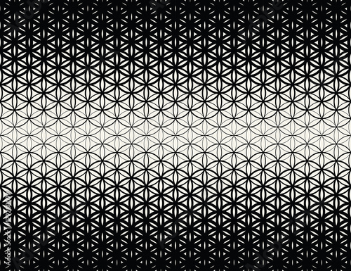 Abstract sacred geometry black and white gradient flower of life halftone  pattern