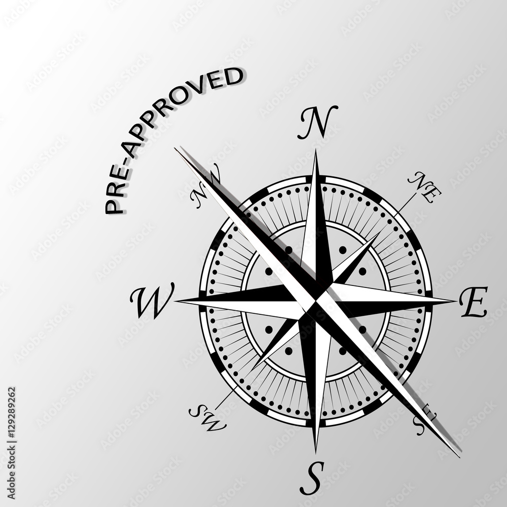 Illustration of pre-approved word written aside compass Illustration of pre-approved word written aside compass