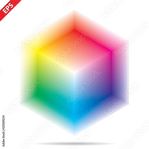 Vector color palette. 1261 different colors in 2791 small hexagons photo