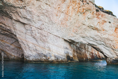 Blue caves, rocky coast of Greek island
