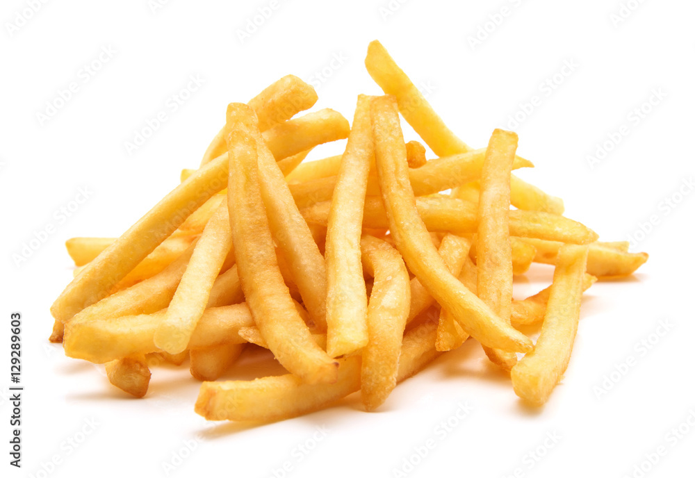 potato fry on white isolated background