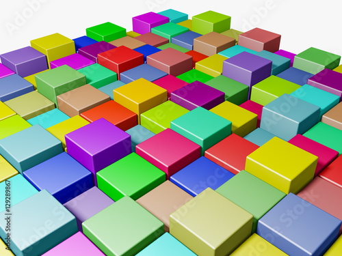 Color boxes background, 3D rendering