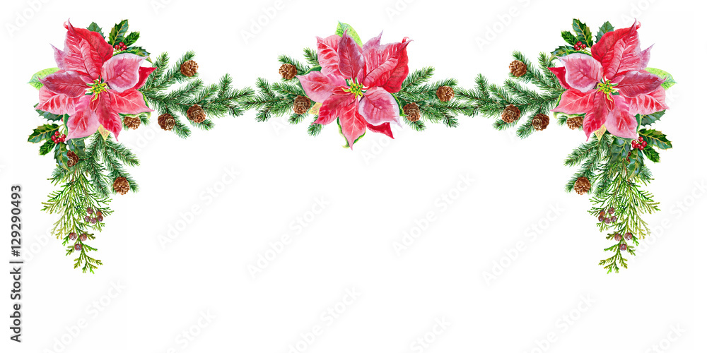 Fototapeta premium christmas decoration frame watercolor