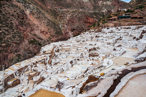 Salinas de Maras,Peru . Salt natural mine. Inca Salt pans at Maras, near Cuzco in Sacred Valley, Peru