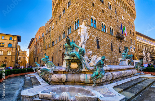 Fountain Neptune in Piazza della Signoria in Florence, Italy photo