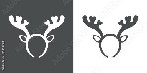 Icono plano diadema con cuernos de reno gris y blanco photo
