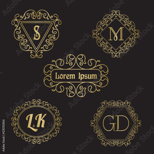 Simple and elegant  line art floral monograms and vignettes.