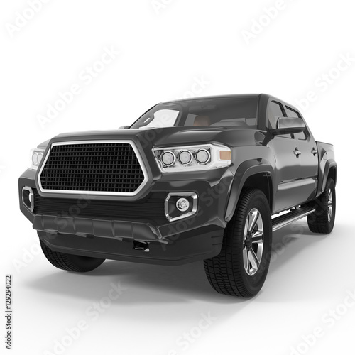 Black Pick up Truck on white. 3D illustration