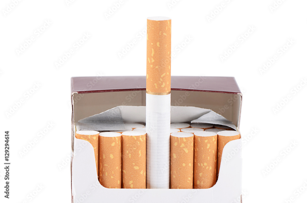 Box of cigarettes isolated on a white background Box of cigarettes isolated on a white background