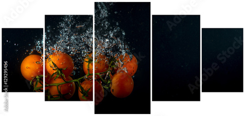 Separate frames of one photo with tomato cherry photo