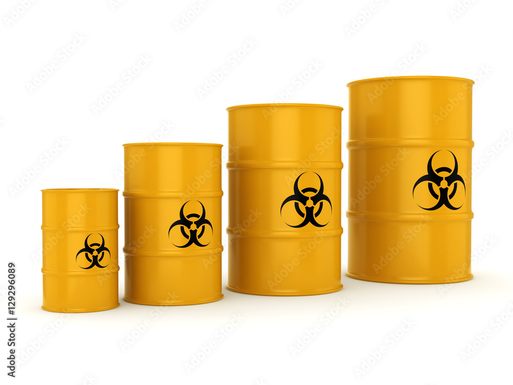 3D rendering biohazard barrels 3D rendering biohazard barrels