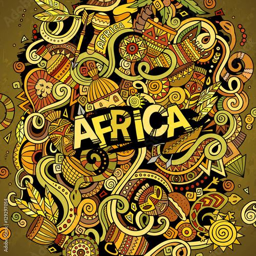 Cartoon cute doodles Africa illustration