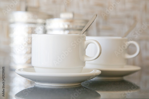 Two coffee cups on the table