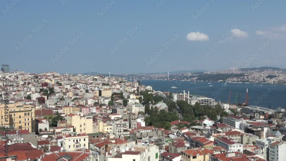 Istanbul skyline Beyoglu district and the Bosphorus as seen from the Galata Tower on a sunny day in Istanbul, Turkey. Istanbul skyline Beyoglu district and the Bosphorus as seen from the Galata Tower on a sunny day in Istanbul, Turkey.