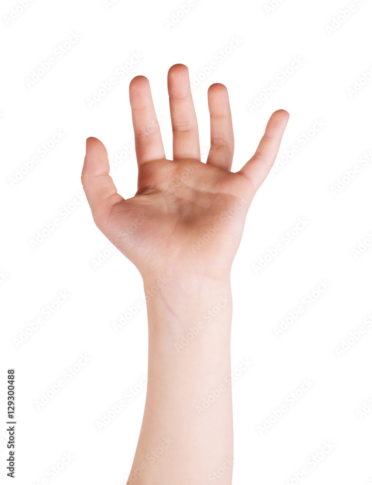 Child's hand gesturing, isolated on white Child's hand gesturing, isolated on white
